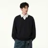 Sudadera de dos piezas de estilo americano neutro con cuello tipo polo para hombre, atuendo de pareja moderno para primavera y otoño, top de manga larga para commuting