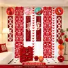 Set de decoración para habitación de boda, decoración de cortinas, pancartas largas de boda con personajes felices, decoraciones de boda para las habitaciones del novio y la novia, decoraciones colgantes de mariposas, pancartas