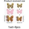Nuevas Pegatinas de Mariposas de Doble Combinación 3D Doradas Huecas + Cartón Rosa Fondo Pegatinas de Pared Decorativas