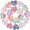 Parche de tela bordado Xiaotian parche de amor degradado parche con logo bordado a computadora color micro-sello planchado parche para ropa forma de corazón