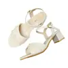 Sandalias Elegantes Blancas de Tacón Alto con Punta Abierta, Nuevo Estilo para Primavera/Verano 2026, con Tacón Grueso y una Sola Tira, Elegantes y Versátiles