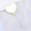 Espejo de Maquillaje de Mano con Forma de Corazón DIY Espejo con Perlas Portátil Espejo de Maquillaje de un Solo Lado Espejo de Maquillaje de Corazón de Plástico Venta al por Mayor