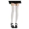 Meias Originales de Padrão Cruzado Tridimensional Estilo Suspensório Acima do Joelho Lolita Veludo Preto e Branco Cor Sólida Meias Longas para Meninas