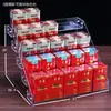 Estante de Exhibición para Bebidas de Escritorio Transparente Acrílico Escalonado Estante de Exhibición Snacks Jugo Estante de Almacenamiento Multicapa Estante de Supermercado