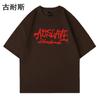 Amazon Transfronterizo 2024 Nueva Camiseta de Manga Corta Estilo Americano Retro Gris Oscuro Holgada Nacional Trendy ins Top de Media Manga Trendy