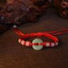 Pulsera de Hilo Rojo con Hebilla de Paz de Jade Hetian para Hombres y Mujeres, Joyería al por Mayor de Pulseras del Año del Zodiaco, Estilo Retro de Arte en Jade