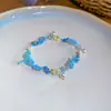 Pulsera con Cierre de Flor de Vidrio y Perlas, Estilo Pastoral Fresco, Sensación de Lujo Ligero de Gama Alta, Accesorio de Mano Dulce y Fresco para Mujeres