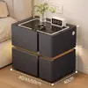 Mesita de noche inteligente, simple y moderna, multifuncional con carga inalámbrica y altavoz, gabinete de mesita de noche de madera maciza de lujo ligero para uso en el hogar del dormitorio