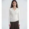 Nova Coleção Outono/Inverno 2026: Suéter de tricô de lã elegante, minimalista, com decote em U e mangas compridas, tamanho pequeno, na cor branco creme, para mulheres