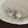 Pendientes Amplios con Perlas de Agua Dulce Naturales y Piedras Naturales, Textura Martillada Plegada, Estilo Francés, Modernos y Versátiles para Mujer