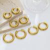 Aretes Transfronterizos Europeos y Americanos de Acero Inoxidable Chapados en Oro de 18K Aretes Versátiles Huecos Redondos de Alambre Redondo Aretes de Acero Titanio para Mujer