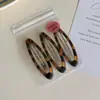 Presilha de Cabelo Oval com Estampa de Leopardo Estilo Francês Gotejamento de Tinta Quadrada Estampa de Leopardo Presilha Bb Simples Elegante para Franja Presilha Fofa para Mulheres