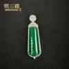 Rojo Neto Chapado en Plata 925 Estilo Nacional Retro alta calidad Verde Imperial Natural Verde Completo Sin Importar Tarjeta Ágata Colgante en Vivo