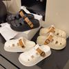 Sandalias y Pantuflas Vintage Baotou para Mujer Verano 2025 Nuevo Estilo para Exterior Plataforma Slip-on Zapatos Birkenneth Moda Playa Medias Pantuflas