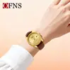 Reloj de Pulsera de Cuarzo OFNS de Moda con Esfera Grande para Hombre de Negocios con Calendario, Reloj Casual Simple para Mujer Luminoso Impermeable