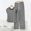 Pantalones de Pijama de Modal para Mujer Verano Nuevos Tallas Grandes Sueltos Casuales Delgados Conjunto de Dos Piezas Se Pueden Usar Afuera