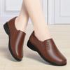 Zapatos de mamá de cuero suave con suela blanda, nuevos zapatos de cuero de primavera y otoño para mujeres de mediana edad, zapatos de una sola capa de boca profunda para mujeres de mediana edad y mayores, zapatos cómodos de tacón bajo para mujeres