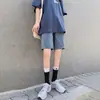 Shorts Jeans Feminino Verão 2021, Cintura Alta, Emagrecimento, Estilo Hong Kong, Soltinho, Comprimento Médio para Baixinhas