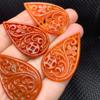 Jade ahuecado rojo seda forma de gota flor floreciendo partes ricas diy aretes gancho para la oreja colgante Joyería de Jade