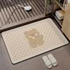 Alfombra de piso de oso lindo de dibujos animados, alfombra de piso para el hogar y el baño de barro de diatomeas, alfombra de puerta de baño absorbente de secado rápido antideslizante