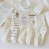 Meias Femininas Primavera e Outono Branco Leite Desenho Ursinho Meia de Cano Médio Infantil Meia Longa Listrada com Laço Meninas Outono e Inverno
