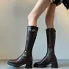 Botas acima do joelho plus size 2026 novo modelo de salto alto versátil moderno fivela de cinto botas finas botas altas de montaria