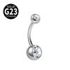 Clavo de Ombligo de Titanio G23 Transfronterizo Anillo de Ombligo Personalizado con Pedrería y Rayas de Colores Piercing Corporal Anillo de Ombligo Doble Diamante No Alergénico
