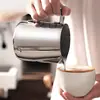 Jarra para latte art sem bico em aço inoxidável 304 com escala de medição, jarra espessa para latte art de café, cafeteira jarra para espumar leite