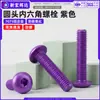 Parafuso de máquina de cabeça redonda com soquete hexagonal em liga de alumínio 7075, parafuso de cabeça chata com soquete hexagonal anodizado roxo m3m4m5m6