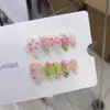 Uñas Artificiales Reutilizables Hechas a Mano Nai Zi Estilo Europeo y Americano B320 Estilo Fresco de Primavera con Base Transparente Nude y Puntas Verdes