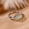 Anillo de plata de ley S925 con diseño de ciervo, chapado en oro, jade hetiano natural, sencillo y elegante, abierto, brillante y a la moda.