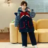 Pijama de Franela de Invierno para Niños, Conjunto Grueso de Coral Fleece Acolchado de Algodón para Hogar para Niñas y Bebés