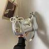 Nuevo bolso bandolera de hombro estilo francés con lazo texelado en las axilas, bolso de mujer estilo retro.