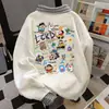 Moletom Patchwork Xadrez Estilo Cartoon da Moda Americana Falso Duas Peças Polo para Mulheres, Forrado com Fleece Outono e Inverno, Top Limpo e Liso