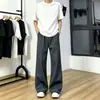 Calça masculina de alta qualidade estilo americano, com caimento fluido, cor sólida, nova marca da moda 2026, calça casual de perna larga, corte solto, cleanfit para homens