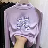 Camiseta térmica de forro polar con cuello semi-alto para niños para otoño e invierno, capa interior cálida para niñas, camiseta de manga larga con forro polar para niños mayores, estilo moderno