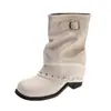 Botas de Caballero Holgadas de Nuevo Estilo Otoño Occidental Retro para Mujer, Botines Vaqueros de Punta Redonda, Tacón Grueso 2026
