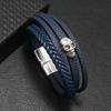 Pulseira de Couro Punk Alternativo Original Transfronteiriça da Amazon Aço Titânio Masculina Liga Fivela Magnética Trançada Torcida