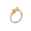 Anillo de Perla de Concha Estilo Nuevo 2024 Diseño de Moda para Mujer Elegante Perla Cola de Pez Apertura Anillo Ajustable