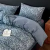 Juego de ropa de cama de cuatro piezas estilo francés vintage de algodón puro Clase A cepillado, juego de ropa de cama engrosada de algodón todo incluido de lujo ligero, funda de edredón, sábana, juego de tres piezas 4