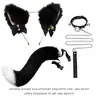 Cosplay Tiara de Orelhas de Gato Cauda de Gato Joias Feito à Mão Fofa Menina Gato Orelha de Animal Acessórios de Cabelo Conjunto de Acessórios de Cauda de Animal