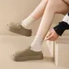 Medias Pantuflas Casuales de Punta Cerrada y Suela Gruesa para Mujer, Nuevo Estilo Otoño e Invierno 2025, Pantuflas Retro Perezosas Estilo Birkenstock para Uso en Exteriores