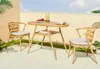 Conjunto de três peças de cadeira de vime para exterior de lazer, mesa de varanda, cadeira de vime, combinação de mesa e cadeira para exterior de loja de chá de jardim, café