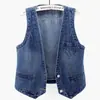 Colete Jeans Feminino, Primavera e Outono, Estiloso Versátil Emagrecedor Novo 2025 Peça de Roupa Versátil Estilo Coreano Colete Curto