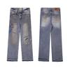 Galeria de atacado transfronteiriça Departamento novo pintado à mão emenda tinta lavada costura micro-jeans calças all-match homens