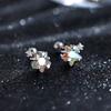 Pendientes de botón de estrella de colores para mujer, pendientes de estrella de cinco puntas de temperamento de lujo ligero, estilo coreano, cierre de rosca sin presión, otoño e invierno