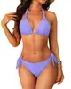 Bikini de dos piezas estilo europeo y americano 2026 Ropa de baño sexy para mujer Comercio transfronterizo Bikini con cuello halter y atado en stock