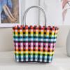 Cestas Coloridas Tecidas à Mão, Cestas de Legumes de Grande Capacidade, Cestas de Mão, Bolsas de Mão, Sacolas para Piquenique, Sacolas de Mão