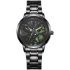 Novo Relógio Masculino de Aço Inoxidável Preto Criativo Vazado com Anel Interno Rotativo Relógio de Pulso Quartz para Comércio Exterior