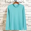 Camiseta de Manga Larga Pesada 180g Color Sólido Interior Casual Personalizada Algodón Camisa Cultural Cuello Redondo Otoño Holgada Camiseta Básica
